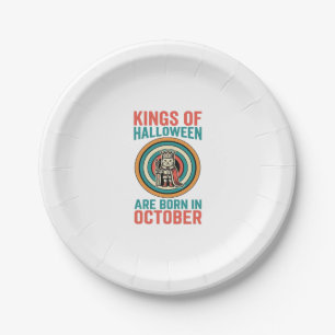 Könige des Halloween-Oktober-Geburtstags-Vintage-S Pappteller