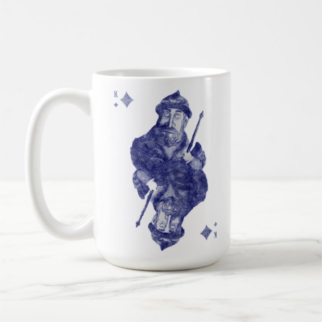 Könige gehören zu den Anzügen eines Kartendecks. Kaffeetasse (Links)