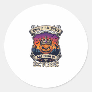 Könige Halloween Werden Im Oktober Krone Kürbis Fl Runder Aufkleber