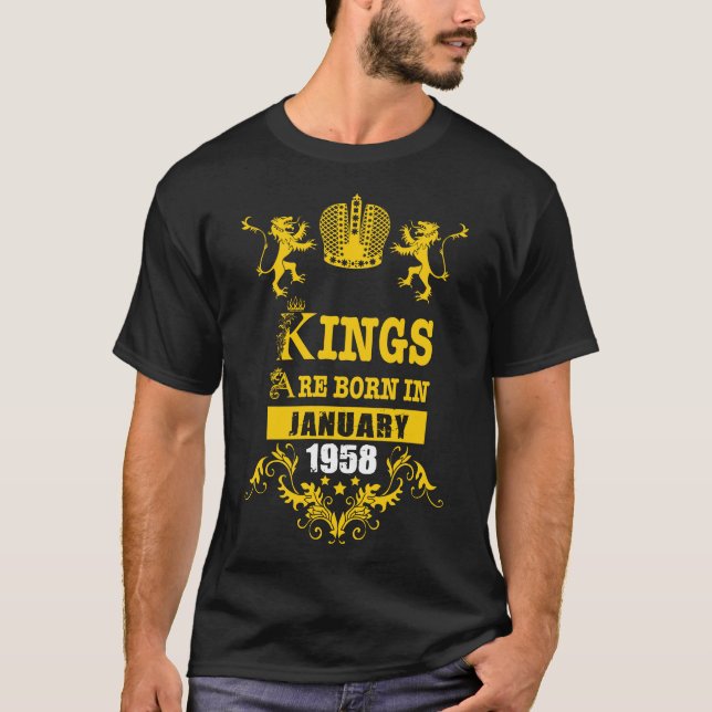 Könige sind geboren im Januar 1958 Essenzielles Ge T-Shirt (Vorderseite)