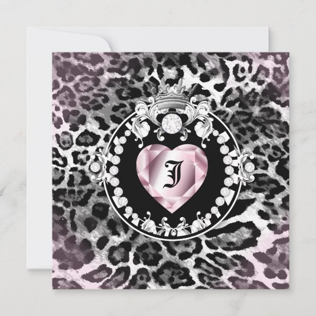 Königin 311-Leopard-Tique von Herz-Bonbon 16 Einladung (Vorderseite)
