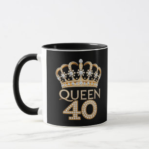 Königin 40 Geburtstag Schwarz-Gold-Kronen-Design Tasse