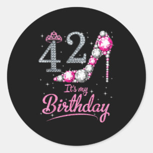 Königin 42 Jahre alt 42. Geburtstag glücklicher Ta Runder Aufkleber