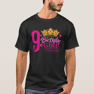 Königin 9. Geburtstagskarte Party 9 Jahre alter Ta T-Shirt