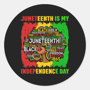 Königin Afro Frau Juneteenth ist mein Unabhängigke Runder Aufkleber
