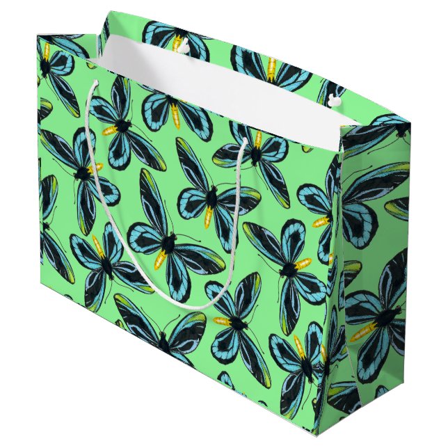 Königin Alexandras Vogelschmetterlingsmuster Große Geschenktüte (Rückseite Schrägansicht)