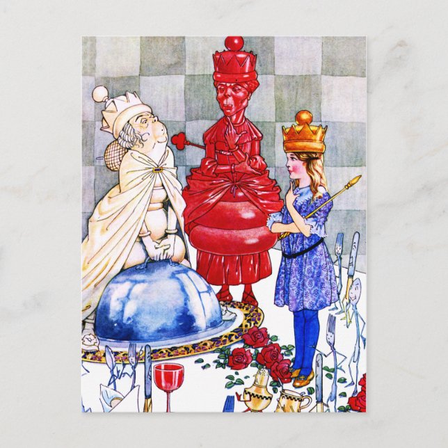 Königin Alice, die Rote Königin und die Weiße Köni Postkarte (Vorderseite)