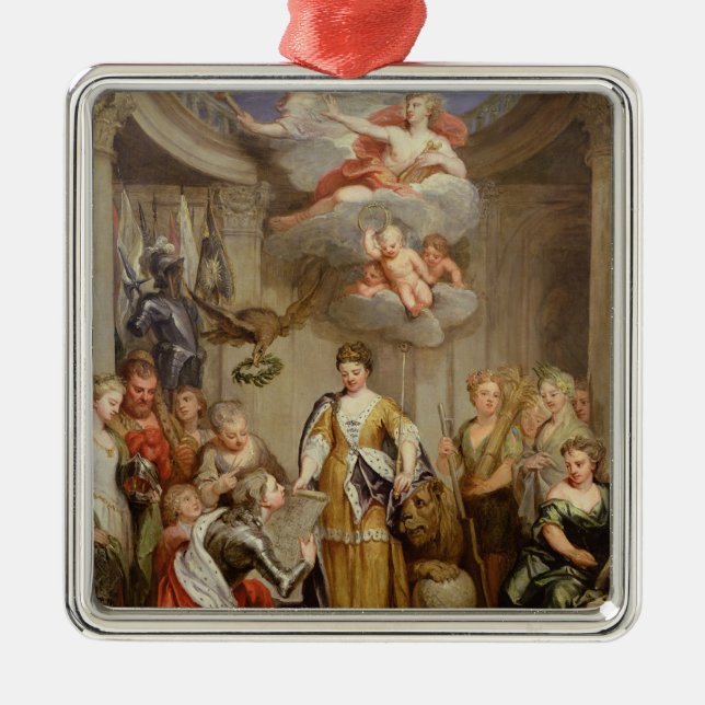 Königin Anne, die Pläne von Blenheim Militär Silbernes Ornament (Vorne)