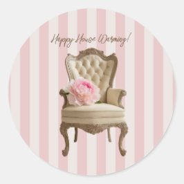 Königin Anne Flügelstuhl Pink Peony Runder Aufkleber