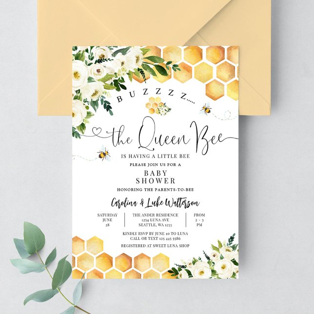 Königin Bee Gender Neutral Mama zu Baby Dusche Einladung (Von Creator hochgeladen)