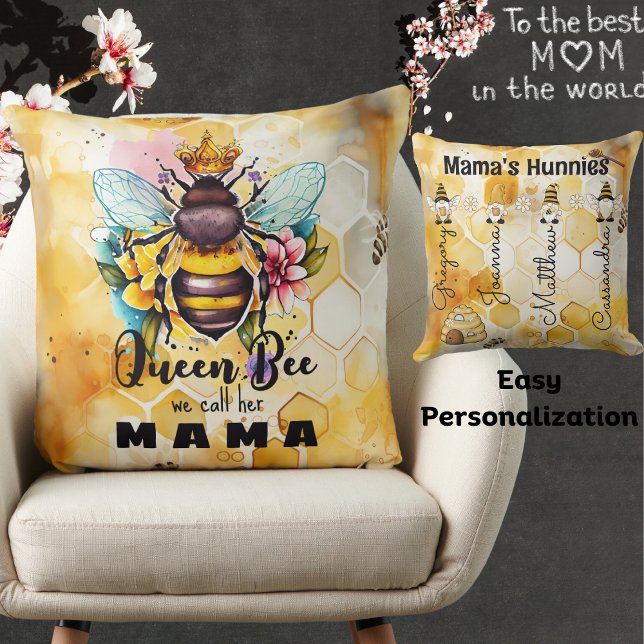 Königin Bee-Mama-Custom Kid's Name-Honeycomb-Hunni Kissen (Von Creator hochgeladen)