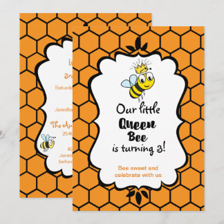 Königin Bee Niedliche Hummel mit Crown Geburtstag Einladung