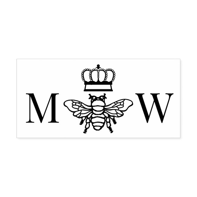 Königin Biene Mit Krone Paar 2 Anfangsmonogramm Permastempel (Design)