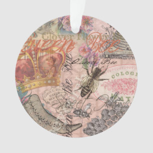 Königin Biene Vintage Schöne Collage Ornament