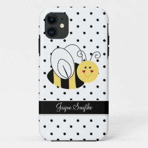 Königin-Bienen-Polka-Punkt-personalisierter Kaste iPhone 11 Hülle