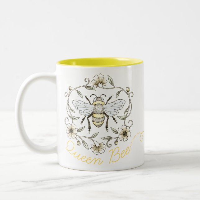 Königin-Bienen-Tasse Zweifarbige Tasse (Links)