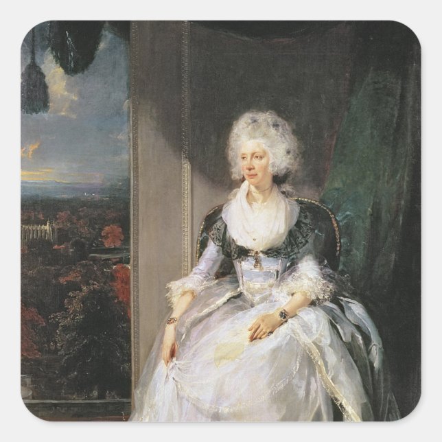 Königin Charlotte, 1789-90, Ehefrau von George III Quadratischer Aufkleber (Vorderseite)