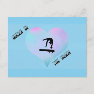 Königin der Beam Gymnastik Postcard Blau Postkarte