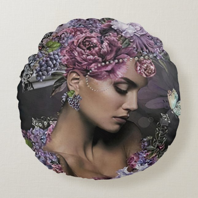 Königin der Blume Rundes Kissen (Vorderseite)