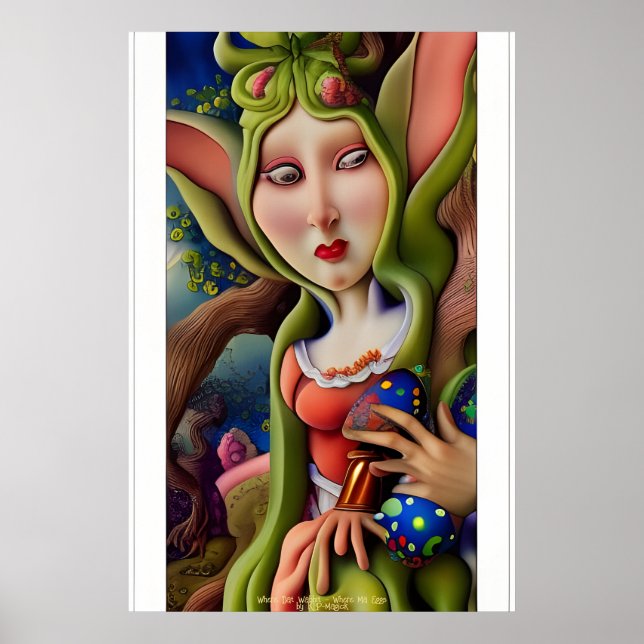 Königin der Eier - AI Fantasy Surrealist Art Print Poster (Vorne)