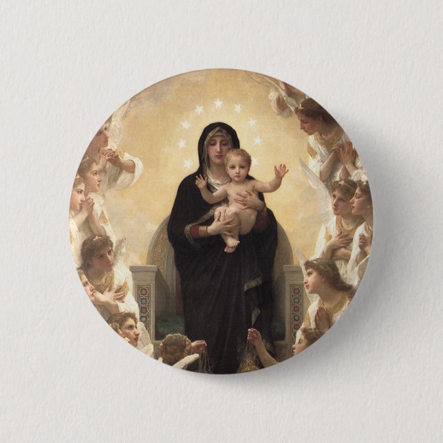 Königin der Engel Regina Angelorum von Bouguereau Button (Vorderseite)