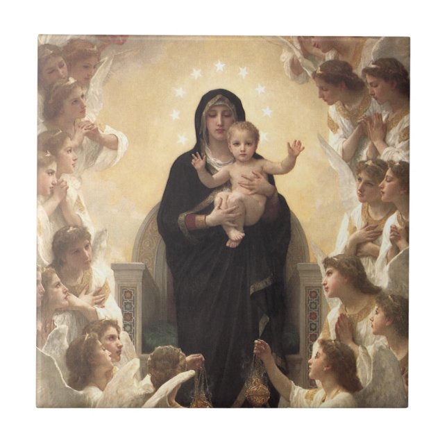 Königin der Engel Regina Angelorum von Bouguereau Fliese (Vorderseite)
