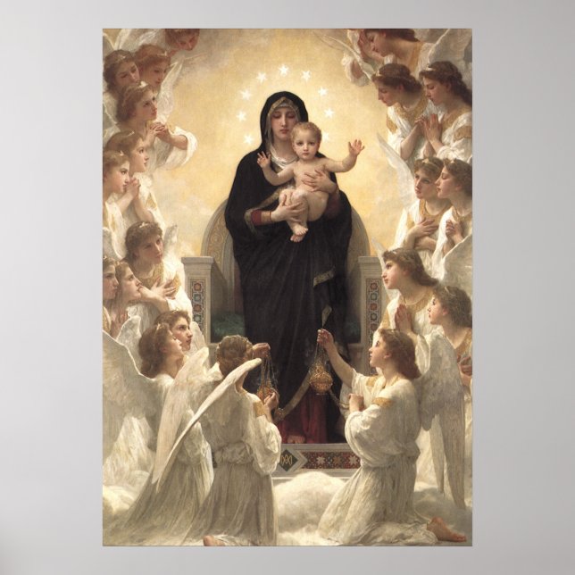 Königin der Engel Regina Angelorum von Bouguereau Poster (Vorne)