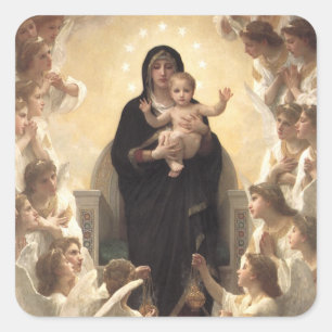Königin der Engel Regina Angelorum von Bouguereau Quadratischer Aufkleber