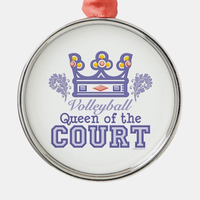 Königin der Gerichts-Volleyball-Verzierung Silbernes Ornament (Vorne)