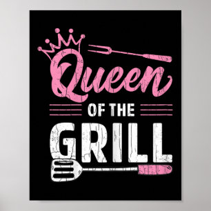 Königin der Grillfreude Grillen Barbeque Grillflei Poster