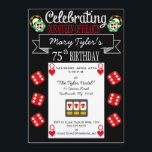 Königin der Herzen 75. Geburtstagspartei Einladung<br><div class="desc">Die Gäste werden das Casino-Thema für diese besondere 75. Geburtstagsfeier für eine besondere Dame,  die Lieben zu spielen,  Liebe.  Diese 75. Geburtstagsfeier-Einladung ist mit Würfeln,  Chips und der Herzenkarte komplett und lässt sich leicht personalisieren,  indem man die entsprechende Vorlage ausfüllt.</div>