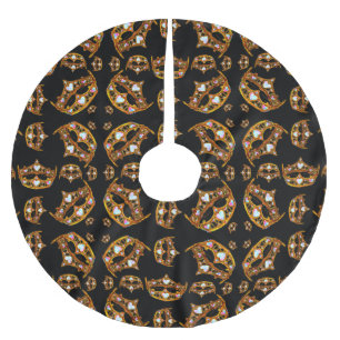 Königin der Herzen Goldkrone Tiara schwarzer Baumr Polyester Weihnachtsbaumdecke