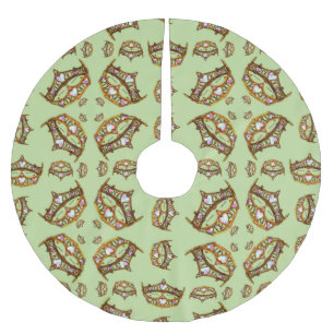 Königin der Herzen Goldkrone Tiaras Minzgrün Polyester Weihnachtsbaumdecke