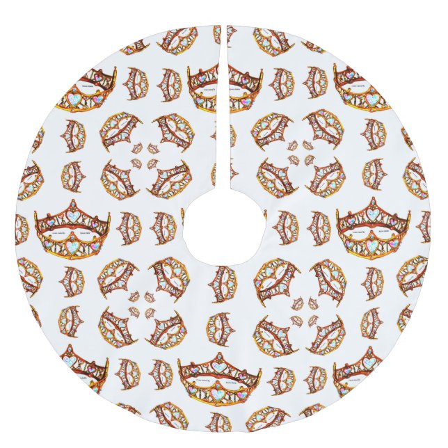 Königin der Herzen Goldkrone Tiaras weiß Polyester Weihnachtsbaumdecke (Vorderseite)