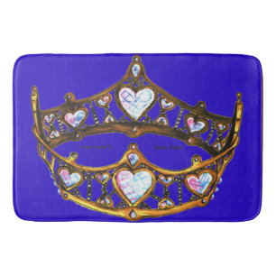 Königin der Herzen Goldkronen Tiaras blaue violett Badematte