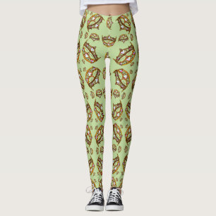 Königin der Herzen Goldkronen Tiaras Minzgrün Leggings
