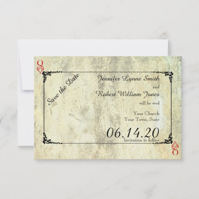 Königin der Herzen Hochzeit retten das Datum Save The Date (Vorderseite)