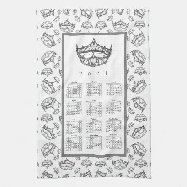 Königin der Herzen Silver Crown Tiaras Geschirrtuch (Vertikal)