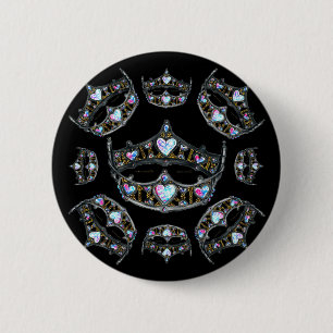 Königin der Herzen Silver Kronen Tiaras schwarzer  Button