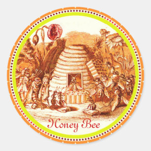 KÖNIGIN DER HONEY BIES IN SKEP / RINDFLEISCH RUNDER AUFKLEBER