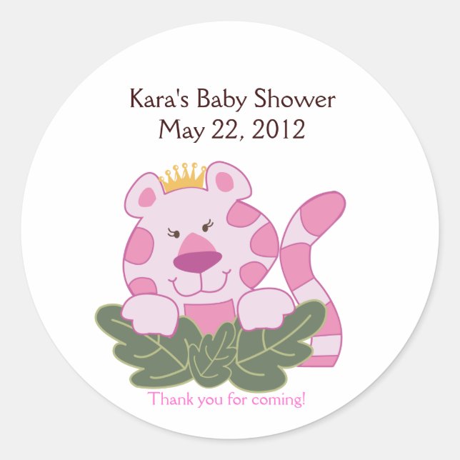 Königin der Jungle Pink Babydusche Sticker (Vorderseite)
