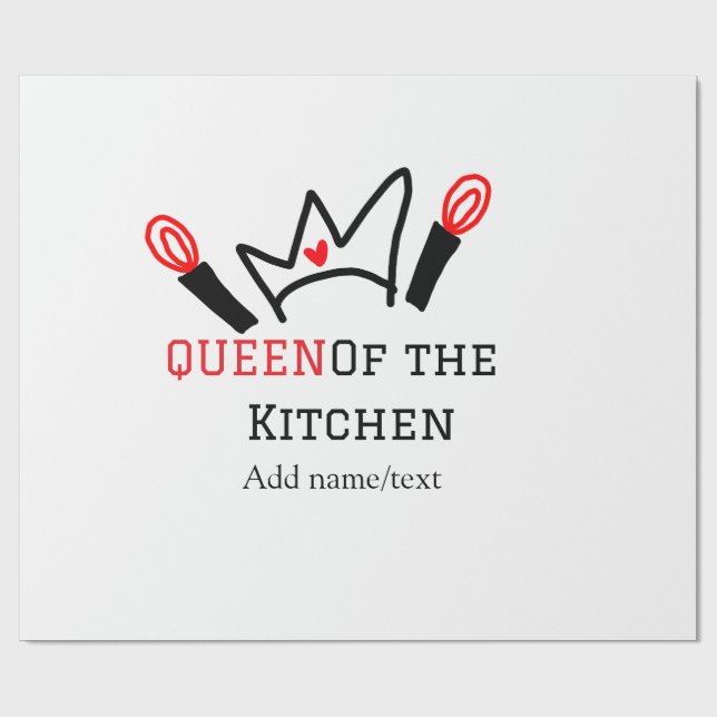 Königin der Küche Koch Kochen hinzufügen Namen Kro Geschenkpapier (Flach)