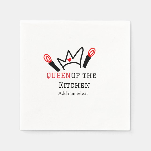 Königin der Küche Koch Kochen hinzufügen Namen Kro Serviette (Vorderseite)