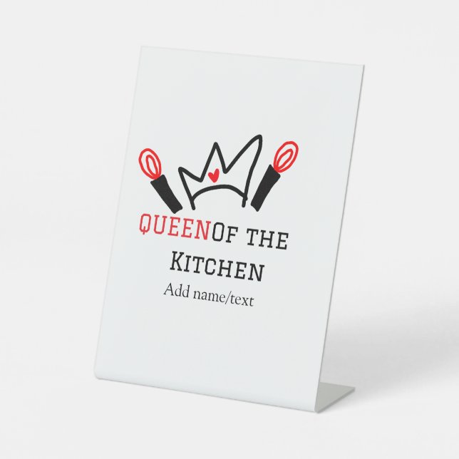 Königin der Küche Koch Kochen hinzufügen Namen Kro Sockelschild (Vorderseite)