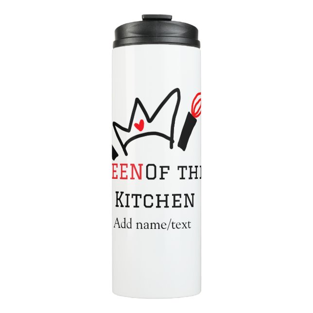Königin der Küche Koch Kochen hinzufügen Namen Kro Thermosbecher (Vorderseite)