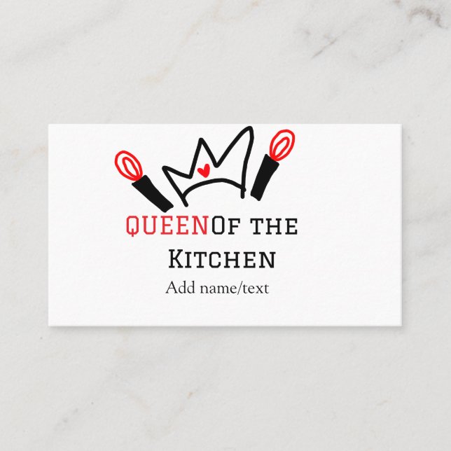 Königin der Küche Koch Kochen hinzufügen Namen Kro Visitenkarte (Vorderseite)