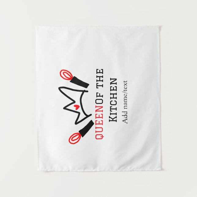 Königin der Küche Koch Kochen hinzufügen Namen Kro Wandteppich (Vorderseite)