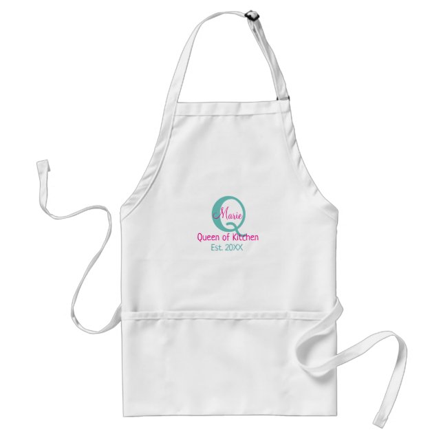 Königin der Küche monogramm grün rosa einfache min Schürze (Vorne)