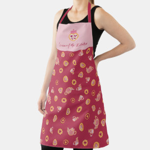 Königin der Küche Tee Party Muster Magenta Schürze