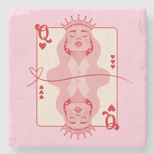 Königin der Künste Rot und Rosa Kunst Steinuntersetzer (Vorderseite)